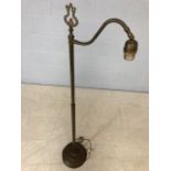 Brass swan necked standard lamp, approx 149cm in height