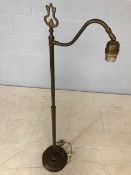 Brass swan necked standard lamp, approx 149cm in height