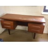 G-Plan Mid Century teak dressing table on tapered legs with four drawers, approx 145cm, x 46cm x