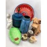 Collection of China to include large Silvac Dog, West German Vase and NAO figurine etc