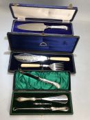 Collection of boxed Silver and silver plated items to include silver handled cheese knife and silver