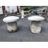 Pair of concrete Garden Staddle stones