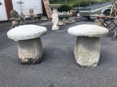 Pair of concrete Garden Staddle stones