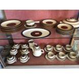 Collection of Denby stoneware to include teapot, cups and saucers, lidded soup bowls, gravy boat,