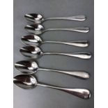 Set of Six solid silver French teaspoons with Paris makers mark approx 109g