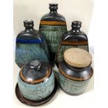 Collection of Celtic Pottery (Newlyn, Cornwall) to include three vases (one A/F) the largest