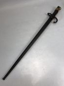 Military French bayonet in scabbard inscribed St Etienne June 1877