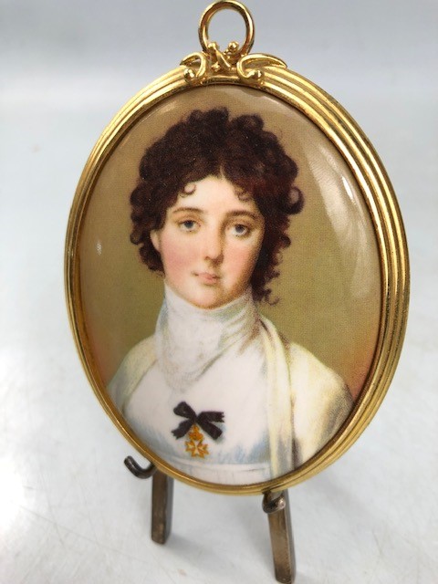 Pair of framed miniatures on easels, each approx 10cm in height, Napoleon and Josephine, Guardian - Image 4 of 7