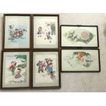 Set of four framed Chinese pen and ink drawings of children, each approx 43cm x 33cm along with