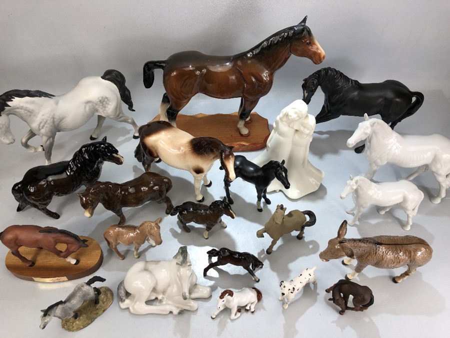 Large collection of china animals, largely horses, to included five Beswick horses, two Beswick - Image 5 of 5