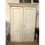 Painted pine wardrobe with two doors and internal rail, approx 125cm x 174cm x 53cm