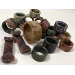 Collection of natural stone, Chinese / Eastern napkin rings, approx 17, mostly approx 3.5cm in