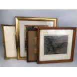 Four framed pictures to include watercolour by Arthur Cox