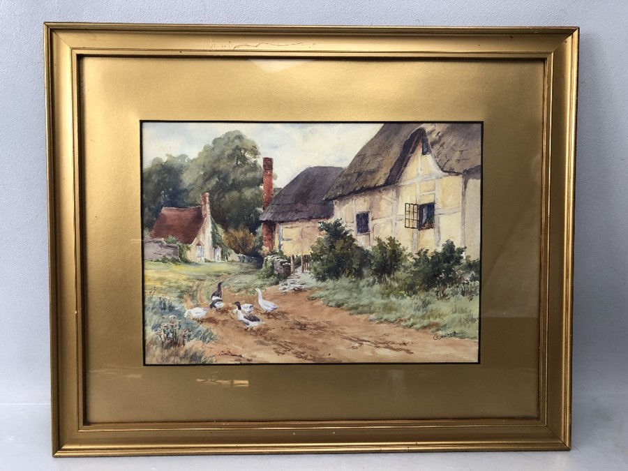 Watercolour of a countryside scene signed lower right C E Southard approx 34 x 24cm