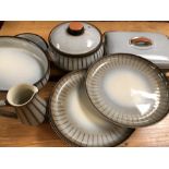 Collection of Denby stoneware dinner and tableware in grey stripe