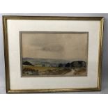 Charles Knight Watercolour painting "Summer Rain over Totnes" 36 x 24cm