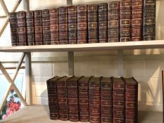 Large collection of 19th Century bound Punch magazines, approx 22 volumes