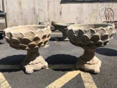 Pair of Pinapple shaped concrete planters