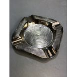 Solid silver hallmarked ashtray with engine turned decoration by H&H Ltd approx 60g 10.5cm square