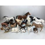 Large collection of china animals, largely horses, to included five Beswick horses, two Beswick