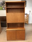 Mid Century teak wall unit by Remploy, approx 82cm x 43cm x 175cm tall