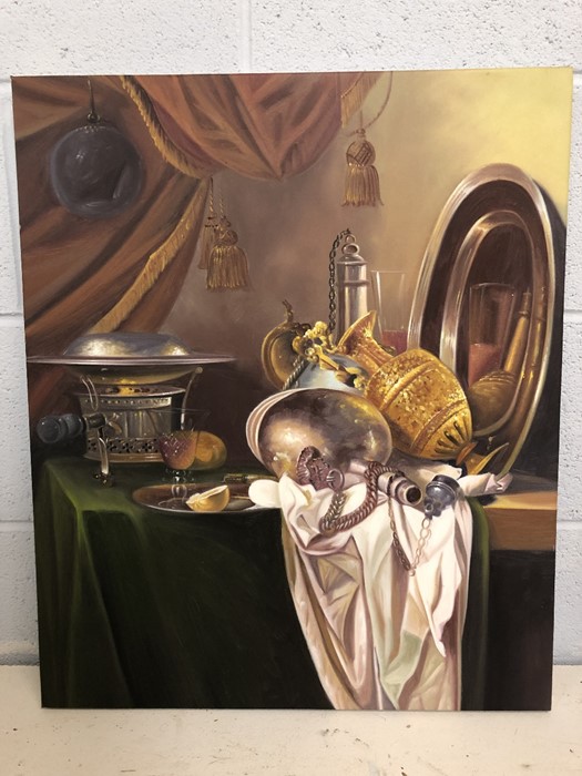 Contemporary canvas of a still life, approx 51cm x 61cm