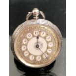Silver coloured Pocket watch with makers marks Gold gilt face