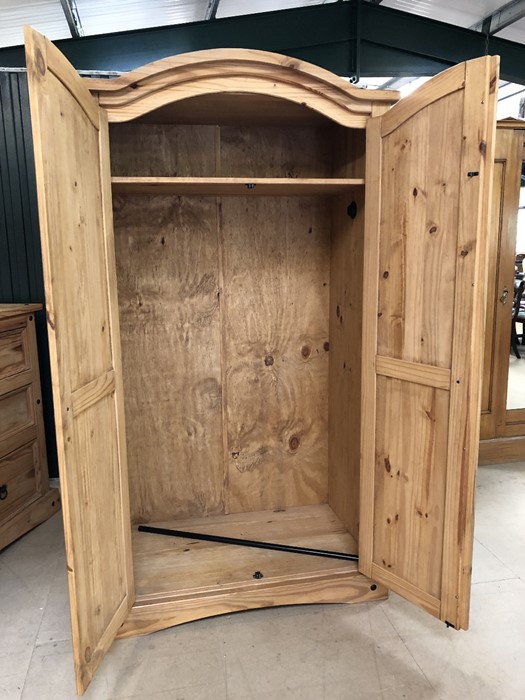 Small pine wardrobe with hanging rail and shelf internally, approx 98cm x 55cm x 184cm tall - Image 2 of 3