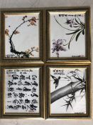 Collection of four framed Chinese ink paintings each approx 30cm x 25cm
