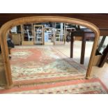 Pine framed over mantle mirror, approx 125cm x 81cm