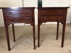 Pair of two drawer bedside tables or cabinets, approx 33cm x 45cm x 66cm tall