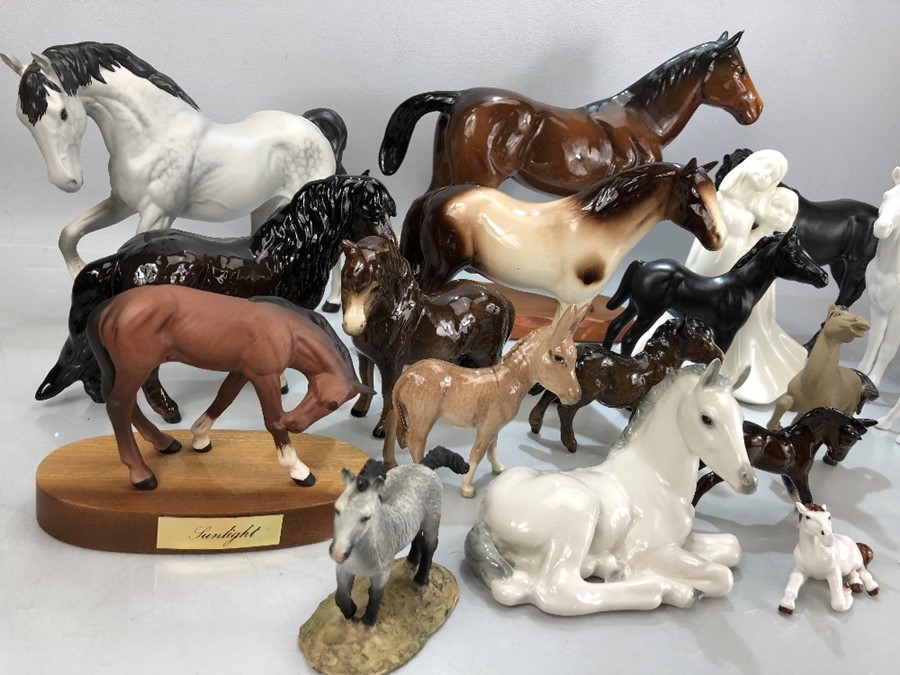 Large collection of china animals, largely horses, to included five Beswick horses, two Beswick - Image 3 of 5