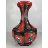 West German Red fat Lava vase approx 40cm tall
