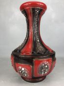 West German Red fat Lava vase approx 40cm tall