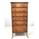 Tallboy set of six drawers on metal pad feet by Ducal, approx 59cm x 44cm x 122cm tall