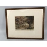 Artist Proof "Autumn" coloured Etching signed Alice "Bammall" 17 x 13cm