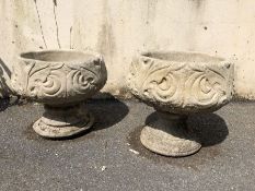 Two concrete planters approx 40cm tall