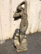 Garden statue of a nymph in a clam shell, approx 110cm in height