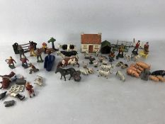 Toys: Collection of Lead Farmyard animals and accessories and a small collection of lead indian