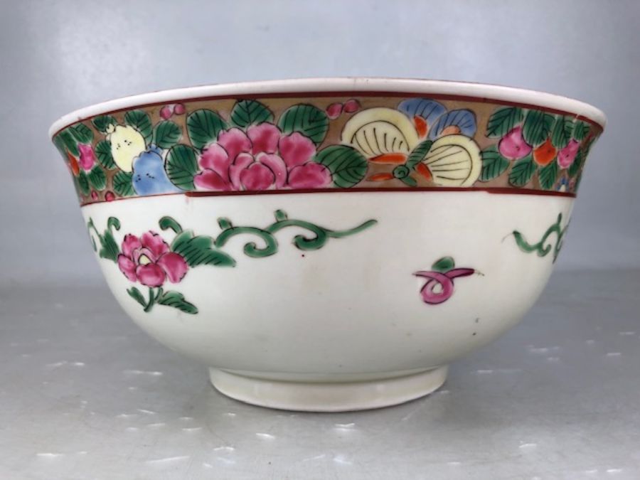 Chinese bowl with six figure character mark to base 24.5cm diameter A/F - Image 4 of 6