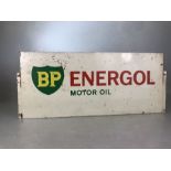 BP Energol Motor Oil double sided vintage advertising sign, approx 60cm x 25cm (A/F)