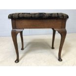 Upholstered piano stool on Queen Anne legs