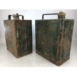 Vintage Pratts green metal petrol can and a further unmarked vintage petrol can