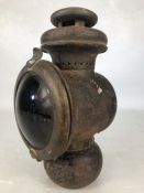 Original railway lamp with red glass lens