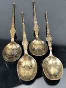 Four similar styled hallmarked Silver spoons