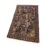 Small oriental wool carpet, approx 150cm x 89cm