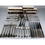 A CONTINENTAL WHITE METAL collection of cutlery, 27 pieces marked 925 by Robbe & Berking with