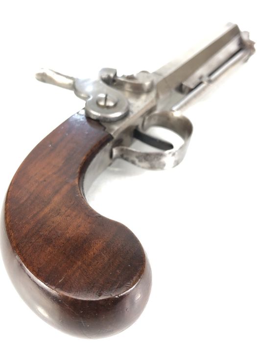 19th Century percussion belt pistol by Harvey of Plymouth: 4.5 inch Hexagonal barrel with captive - Image 5 of 8