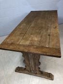 Oak refectory table with breadboard ends, approx 157cm x 71cm x 73cm tall