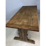 Oak refectory table with breadboard ends, approx 157cm x 71cm x 73cm tall
